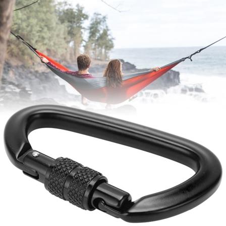 16KN Aluminiumlegering Skrueportlåsende Karabinkrok DRing Klipskrok for Klatring Fotturer (Nr. 9 Skrueportlåsende Karabinkrok Svart)