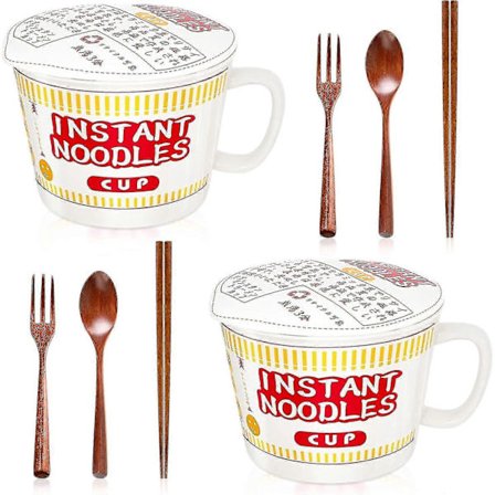 2-pack 34 Oz Ramen Skål Instant Ramen Nudelskål Keramik Med Lock Japansk Ramen Skål Med