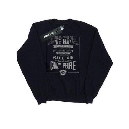 Supernatural Dam/Damer Crazy People Sweatshirt L Svart
