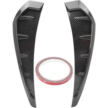 2 st Fender Vent Air Wing Cover Trim Svart Kolmönster PU Gummi Bräda Bil Universal