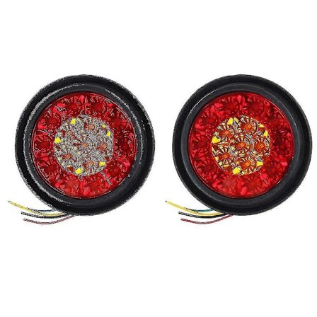 2 stk. 12V 16 LED Bil Runde Gule Røde Baklykter Tåkelys Stopp Brems Kjørelys Ryggelys For T(FQ)