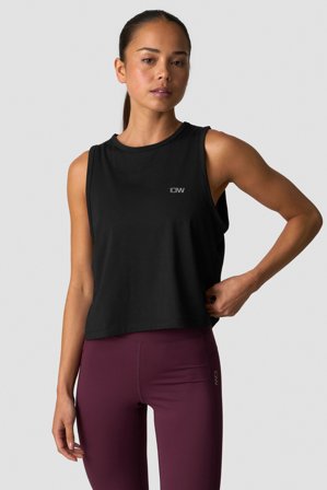 ICANIWILL - Mirage Cropped Singlet Black - Dame - ICIW