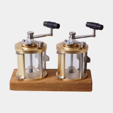 Molinillo de sal y pimienta 1852-Marine Carrete de pesca, con soporte de teca