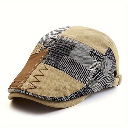 En vintage, pustende, rutete beret for menn, egnet for utendørs solbeskyttelse og andenebbcaps [DB]