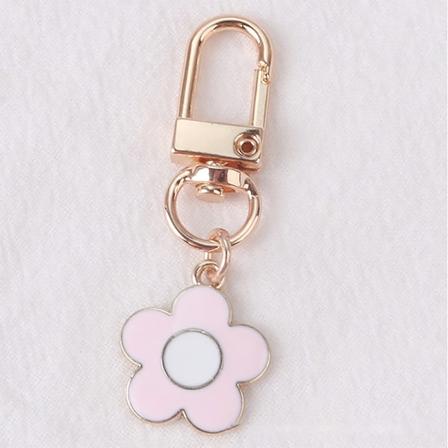 1. e Farve Lille Blomster Nøglering Metal Nøglering Smukke Tasker Pe - Perfet Pink