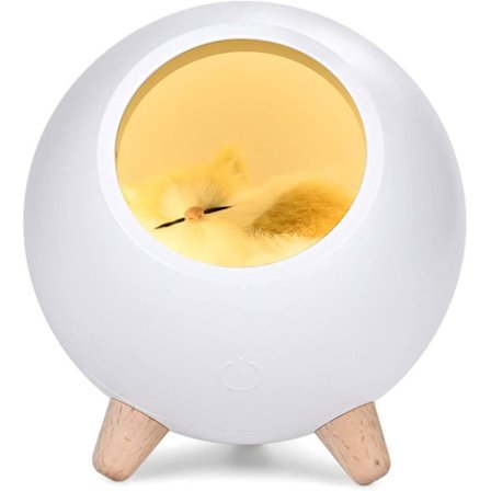 Luovuutta kehittävä lahja tytöille, sarjakuvamainen kissanhiekkalaatikko, ladattava LED-yövalo, kissanpentutalon tunnelmallinen pöytälamppu (väri: 