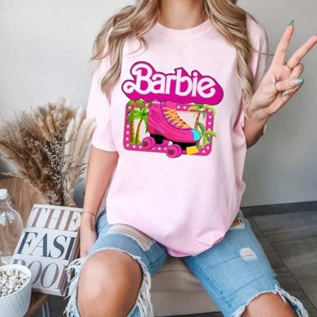 Barbie Trykket T-skjorte Kvinne Sommer Topp T-skjorte GH1014-F S
