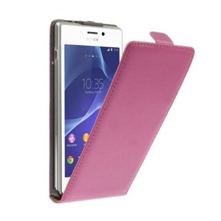 Winther (Rosa) Sony Xperia M2 Äkta Läder Flip-Fodral