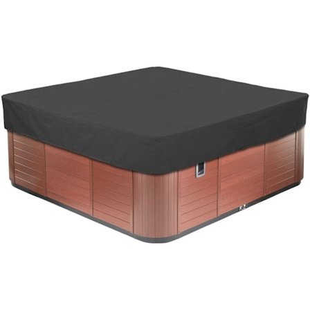 Firkantet boblebadtrekk, 210D Oxford-stoff, vanntett, støvtett, UV-beskyttelse, flere størrelser å velge mellom, svart, 231 x 231 x 30 cm