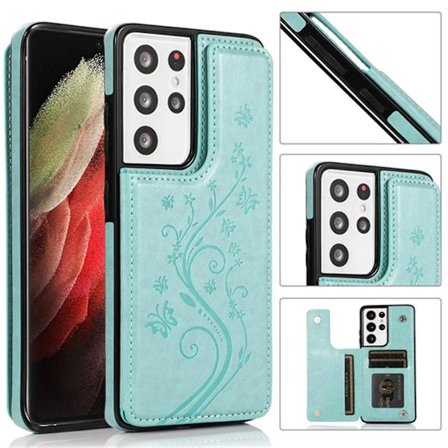 Läderplånboksfodral Kompatibelt Samsung Galaxy S23 Ultra/s23 Plus/s23 Med Kortplatser Ställ Butterfly Blomma Tryck Flipfodral