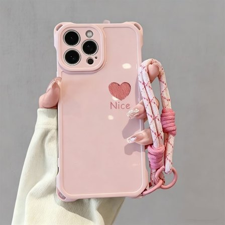 iPhone 16 Pro telefoncover med snor, pink