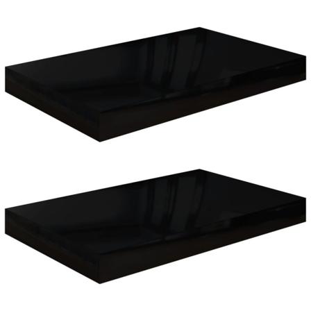 Vidaxl Svävande Vägghyllor 2 St Svart Högglans 40x23x3,8 Cm Mdf Svart