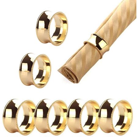 8-delt Servietring Sæt Servietspænde Holder Borddekoration (gylden)