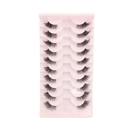 Falska ögonfransar Naturliga Halvfransar Korta Vågiga Fransar med Transparent Band Paket Katteye 3D Faux Mink Fransar Lösögonfransar_tfrf