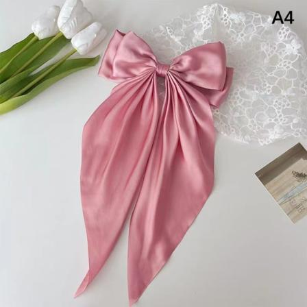 Rosetbånd Hårnålshovedbeklædning Enkel Elegant Satin Spring Clip Fi Pink ONESIZE Pink ONESIZE