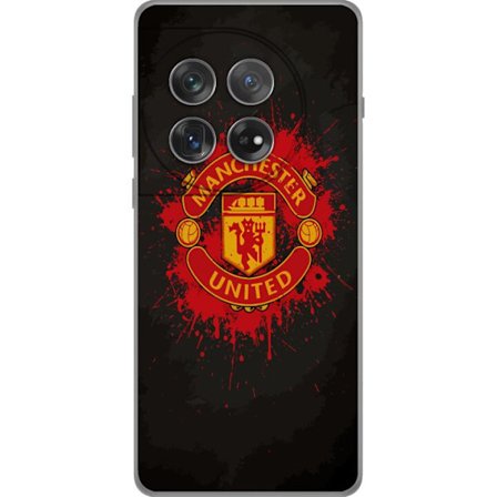 Kompatibelt Mobildeksel til OnePlus OnePlus 12 Manchester United logo i rød og gul farge med røff sportslig bakgrunn