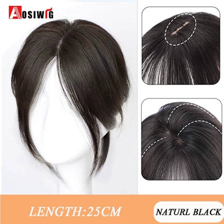 Synteettinen pitkä suora Topper peruukkikiinnike hiustenpidennyksissä Luonnollinen pörröinen pään toppi tekohiuspala Bang Clipilla Musta Ruskea