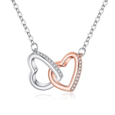 Vackert halsband med dubbla hjärtan - Present till mamma eller dotter | Smycken till mors dag