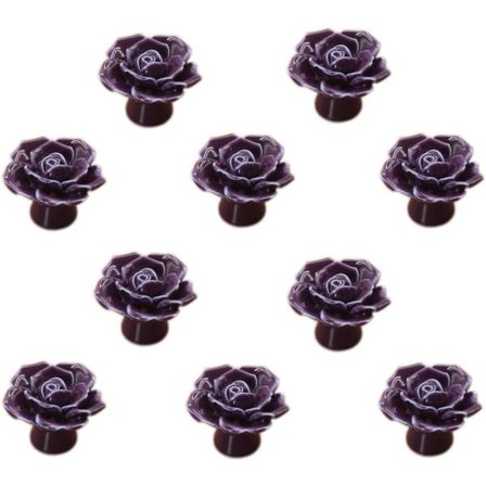 IC Fleur Rose Keramiska Dörrhandtag Kommod Köksskåp Skåp Lådhandtag 10-pack, Lila