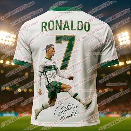 Sommer Hot Selling Cristiano Ronaldo Mote Fotball Superstjerne Trykk Mønster Herre Fan Minne Jersey Daglig Sport Topp