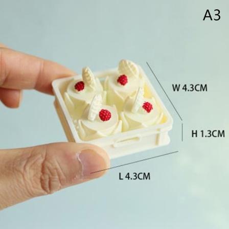 1Sett 1/12 Dukkehus Miniatyrkake Ettermiddagste Dessert Cupca A3