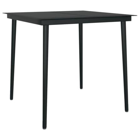 Vidaxl Trädgårdsbord Svart 80x80x74 Cm Stål Och Glas Svart