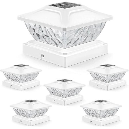 Solcelle Stolpehatt Lys Utendørs: 8 Pakk Lyse 2 Moduser Led Solcelle Gjerde Dekkslys For 3.5x3.5 4x4 4.5x4.5 5x5 Tre Stolper