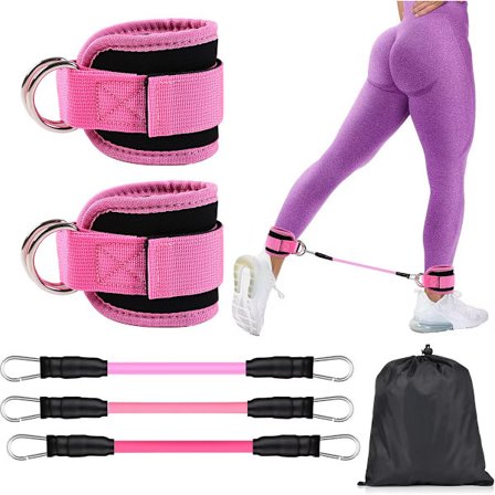 Ankelstropp Fitness, Fitness Ankelstropp, Ankelstropper, Ankelstropper for Fitnessutstyr, Neopren Polstret D-Ring Benstropper, Rosa, 2 stk