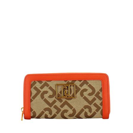 Liu Jo, Portfolio Logato Zip Arund Jacquard Beżowy, Kobieta, Rozmiar: ONE Size