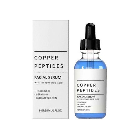 Kopparpeptider Serum för Ansikte - med GHK-Cu och Hyaluronsyra - Anti-Aging Ansiktsserum för Hudens Mjukhet, Fasthet, Hudens Elasticitet, Återfuktning