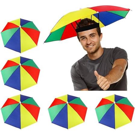5-pack paraplyhatt med elastiskt band, fiskeparaplyhatt för vuxna barn kvinnor män, paraplyhatt för utomhusaktiviteter