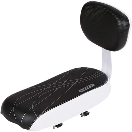 Cykel pakethållare sadel cykel mountainbike PU läder vadderad pakethållare sadel barnsäte med ryggstöd)(svart och vit)