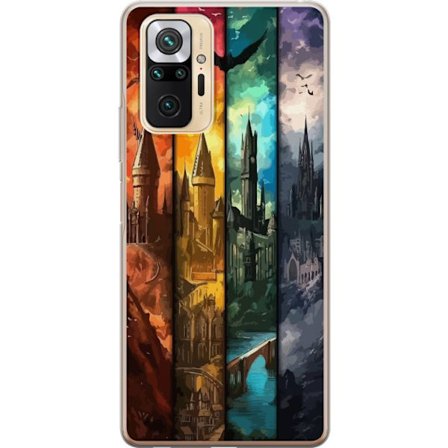 Kompatibel Mobilcover til Xiaomi Xiaomi Redmi Note 10 Pro Fire magiske slotte i forskellige elementfarver, episk fantasykunst med ild vand luft og mø
