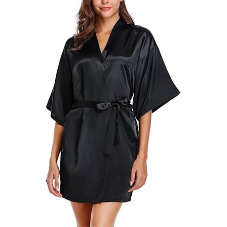 Satin Morgenkåpe for Kvinner, Myk Silke Kåpe Lett Nattøy for Brud, Bryllupsfest Kåper med Skrå Lukking