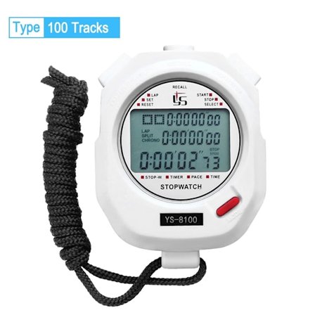 Digitalt stopur Timer Træningstimer WHITE 100 TRACKS WHITE