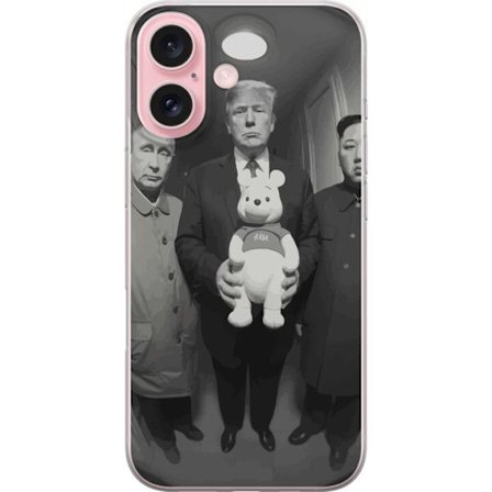 Yhteensopiva Puhelinkuori Apple Apple iPhone 16 Mustavalkoinen taideteos surrealistisella poliittisella symboliikalla ja odottamattomalla kontrastilla