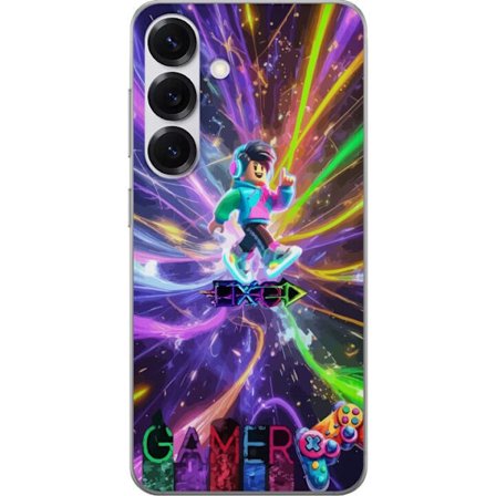 Kompatibelt Mobilskal till Samsung Samsung Galaxy S25 AC DC-logotyp delad i röd eld och blå rök, dramatisk rockestetik med kraftfull kontrast mot s