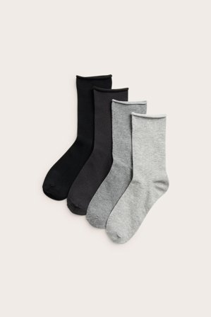 Kappahl | Strumpor med rullad kant i 4-pack Gråmelerad 37/39 | Gråmelerad