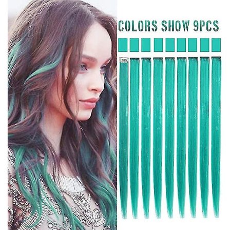 Färgad Clip In Hair Extensions Blågrönt hårförlängning för barn