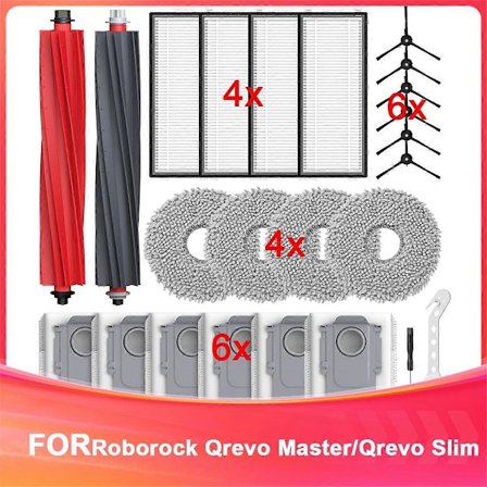 Qrevo Master/Qrevo Slim Rbot -imurin lisävarusteet, rullaharja, HEPA-suodattimet, pölypussit, pyyhkeet