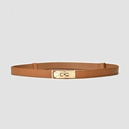 Knopp Spänne Dam Läderbälte Vintage Mode Lyx Designerbälte Dam Högkvalitativt Märke Modeshow Slim Klänning Gördel Coffee 57-97CM