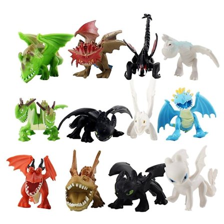 12 stk Hvordan trene din dragefigur Night Fury Tannløs 3 figurer Beste gaver til barn