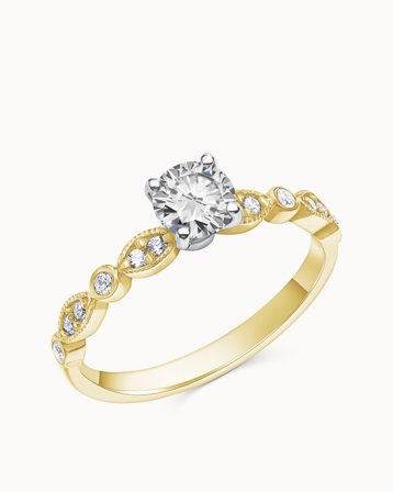 Sidestensring Evelina 18K Gultguld och Platin Naturlig Diamant 0.50 Carat