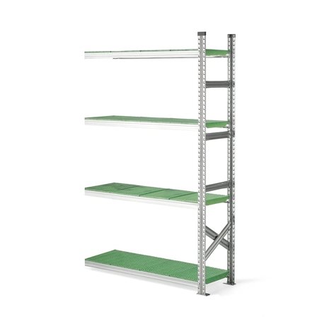 Regalsystem TRANSFORM, Erweiterungsmodul, 1972 x 1200 x 400 mm, Kunststoff grün