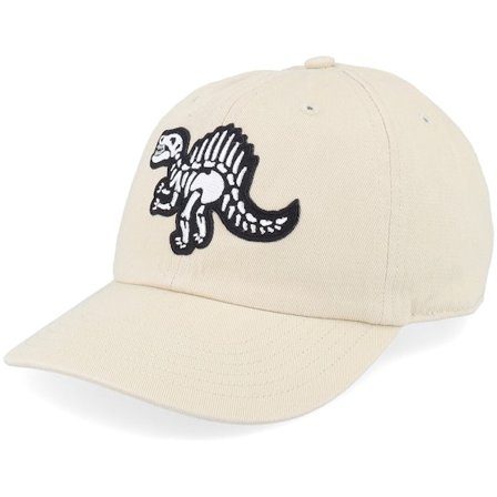 Kiddo Cap - Beige unconstructed Cap - Kids Spinosaurus Skeleton Patch Stone Dad Cap @ Hatstore