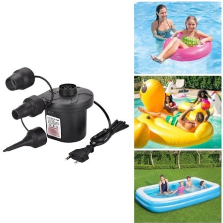 2-i-1 elektrisk luftpump - lämplig för att pumpa upp och tömma luftmadrasser och sängar.