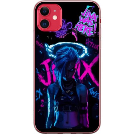 Yhteensopiva Puhelinkuori Apple iPhone 11 Jinx juliste Arcane League of Legends LoL hahmo neon graffiti pelaaminen fanart Netflix anime suunnittelu
