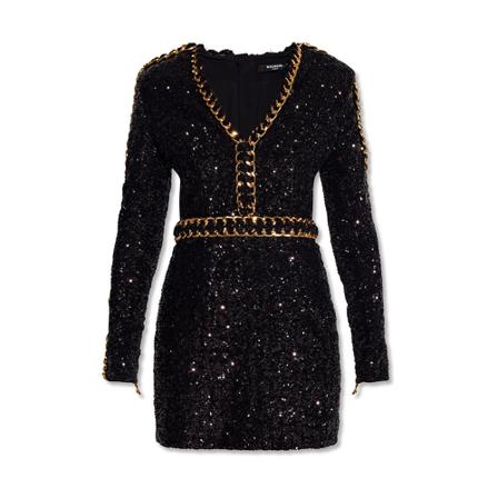 Balmain Sequinned Kjole Sort, Dame