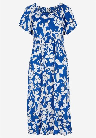 Cellbes of Sweden - Kjole i viskosekrepp i blå / mønstret for damer i størrelse 54/56