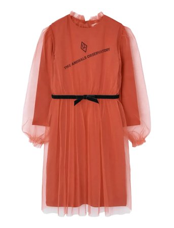 THE ANIMALS OBSERVATORY Tulle Tortoise Kid Midi Dress Red - Red - 10 Y